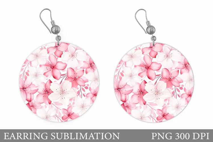 Flowers Earring Sublimation. Flowers Round Earring