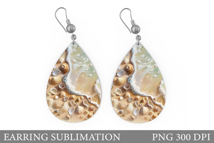 Sea Earring Design. 3D Seashell Earring Sublimation