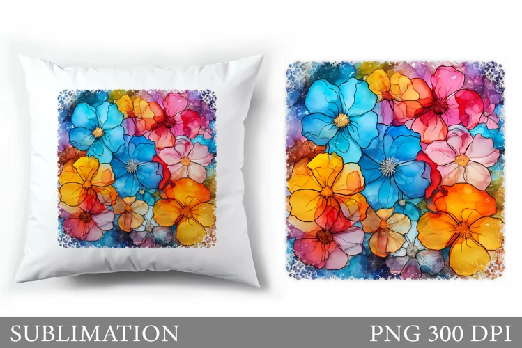 Flowers Sublimation. Wildflowers Pillow Sublimation