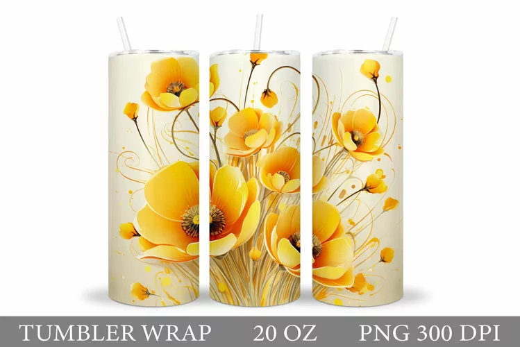 Flowers Tumbler Sublimation. Floral Tumbler Design