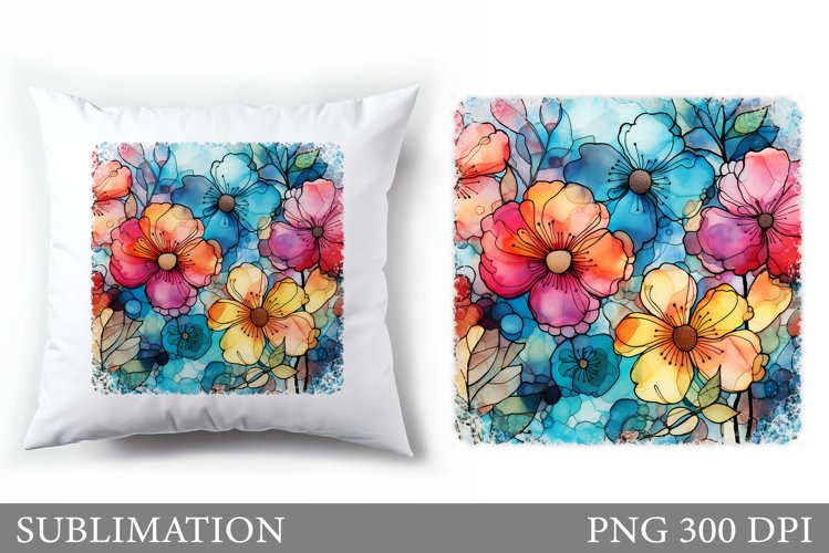 Flowers Sublimation. Flowers Pillow Sublimation example image 1