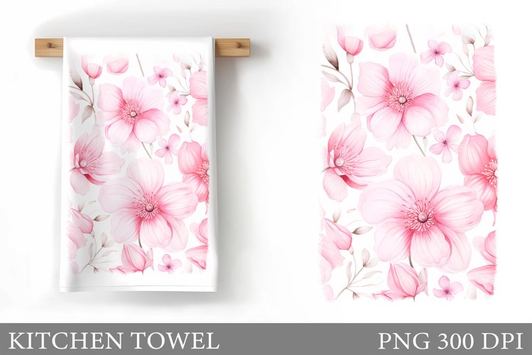 Flowers Kitchen Towel. Floral Kitchen Towel Sublimation example image 1