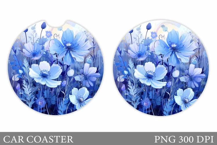 Flowers Car Coaster Sublimation. Floral Coaster Design