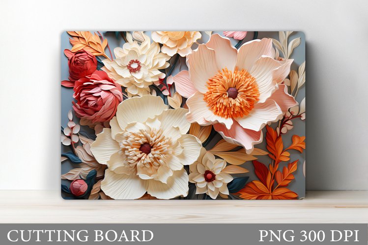 Flowers Cutting Board. 3D Flowers Cutting Board Sublimation example image 1