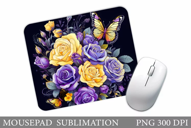 Butterflies Mouse Pad. Flowers Mouse Pad Design