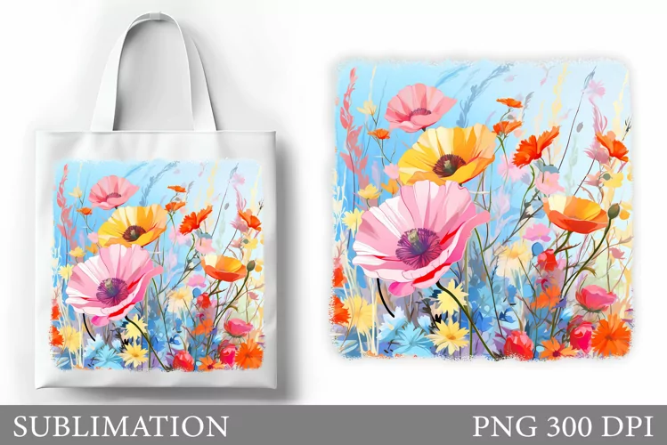 Flowers Tote Bag Sublimation. Flowers Sublimation