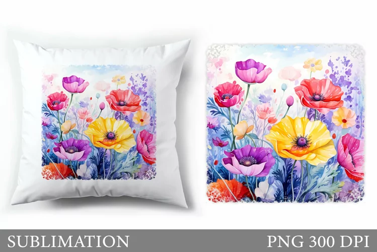Flowers Sublimation. Wildflowers Pillow Sublimation