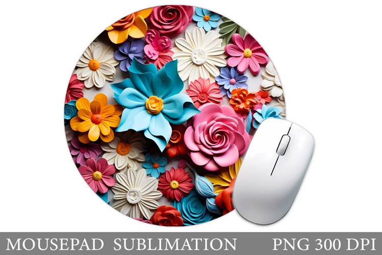 3D Flowers Mouse Pad Design. Flowers Mouse Pad Sublimation