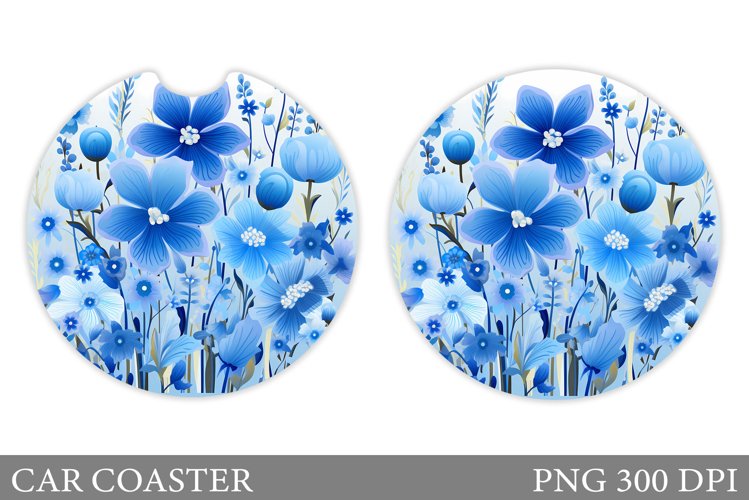 Flowers Car Coaster Sublimation. Floral Coaster Design example image 1