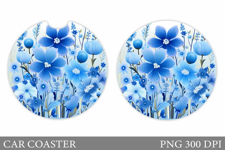 Flowers Car Coaster Sublimation. Floral Coaster Design