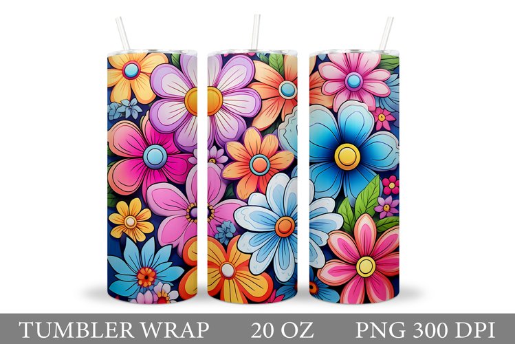 Flowers Tumbler Wrap Design. Sublimation Tumbler Flowers