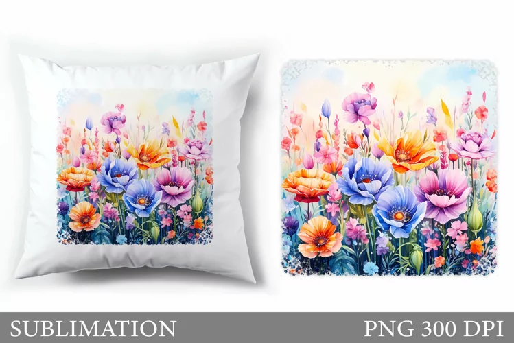 Floral Sublimation. Wildflowers Pillow Sublimation