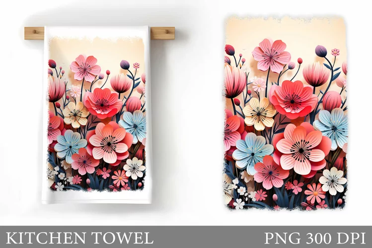 Flowers Kitchen Towel. Wildflowers Kitchen Towel