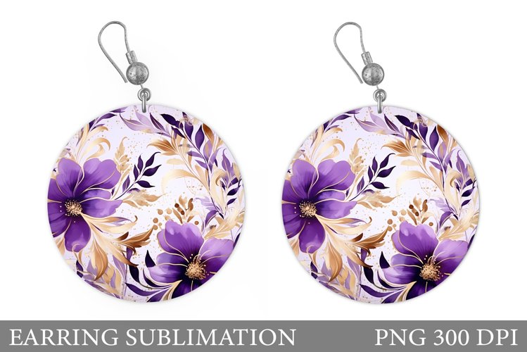 Flowers Earring Sublimation. Flowers Round Earring