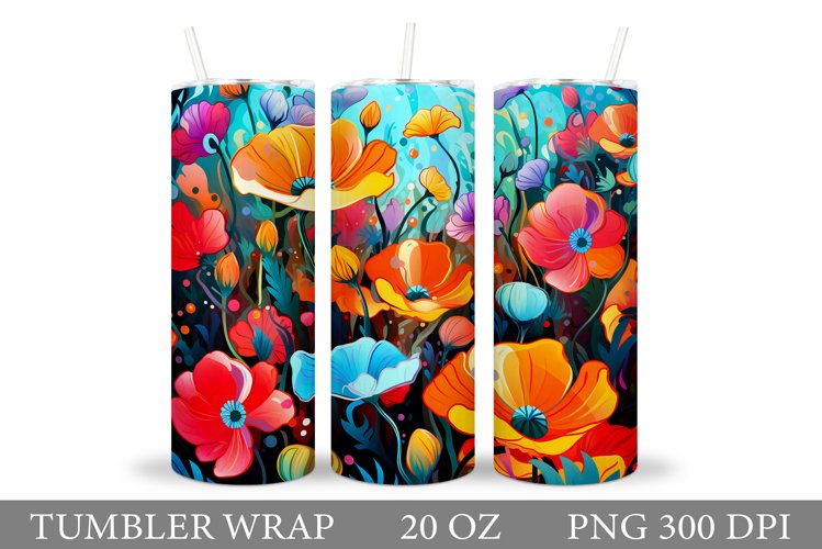 Flowers Tumbler Design. Floral Tumbler Wrap Sublimation