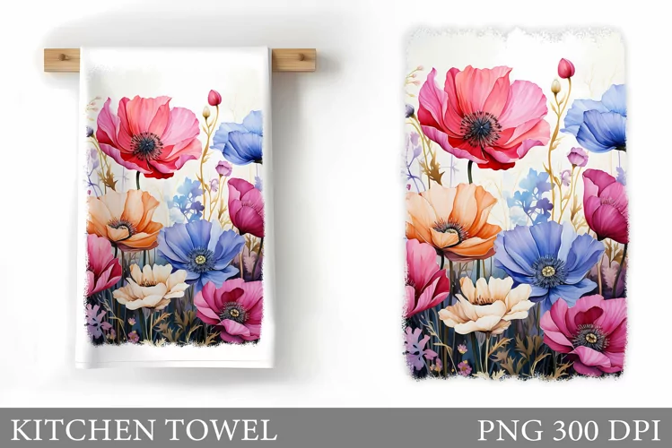 Flowers Kitchen Towel. Wildflowers Kitchen Towel Design