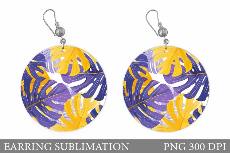 Tropical Leaves Earring Design. Leaves Earring Sublimation