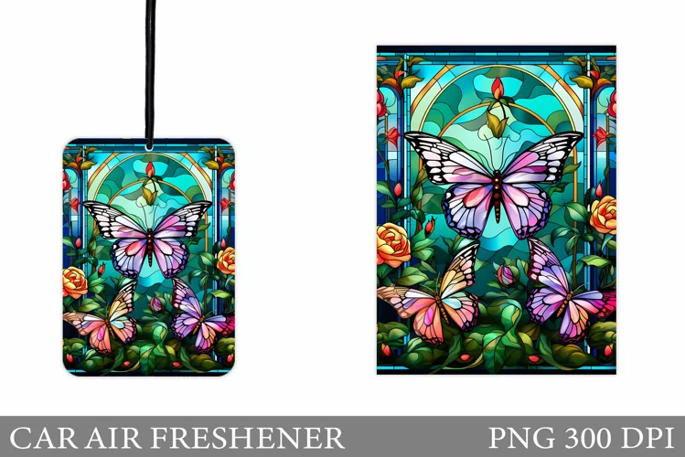 Butterflies Car Air Freshener. Flowers Car Air Freshener