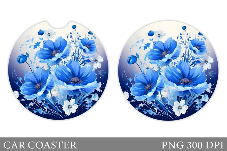 Flowers Car Coaster Sublimation. Flowers Coaster Design example image 1
