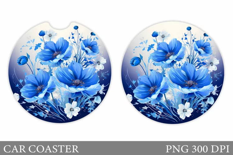Flowers Car Coaster Sublimation. Flowers Coaster Design