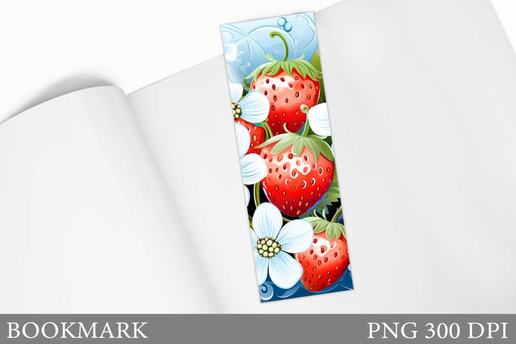 Strawberry Bookmark Design. Flowers Bookmark Sublimation example image 1