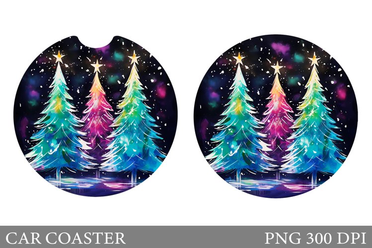 Colorful Christmas Tree Car Coaster Sublimation