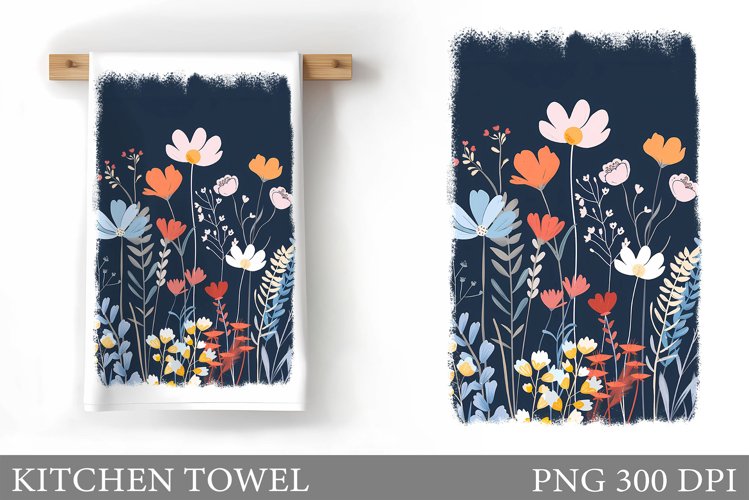 Flowers Kitchen Towel. Summer Kitchen Towel Sublimation example image 1