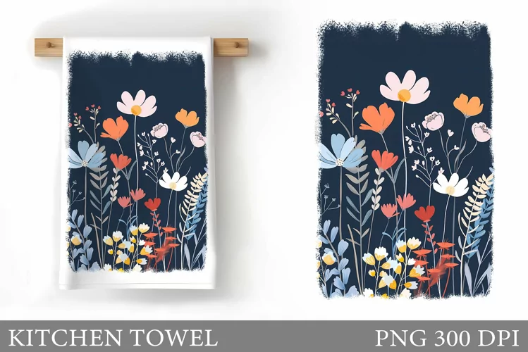 Flowers Kitchen Towel. Summer Kitchen Towel Sublimation
