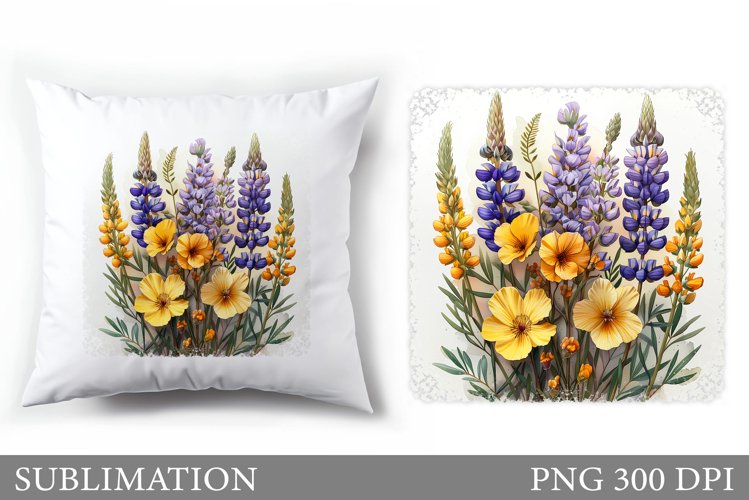 Floral Sublimation. Flowers Pillow Sublimation