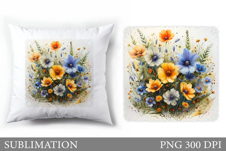 Flowers Pillow Sublimation. Summer Sublimation