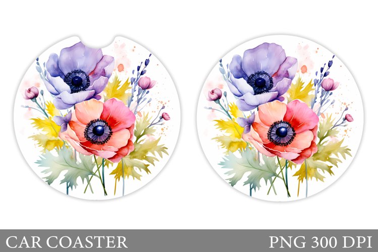 Flowers Car Coaster Design. Summer Car Coaster Template example image 1