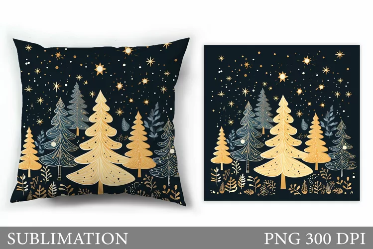 Christmas Tree Pillow Design. Christmas Pillow Sublimation