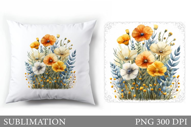 Flowers Pillow Sublimation. Summer Sublimation example image 1