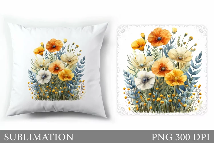 Flowers Pillow Sublimation. Summer Sublimation