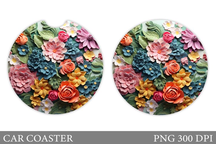Flowers Car Coaster. Flowers Car Coaster Sublimation example image 1