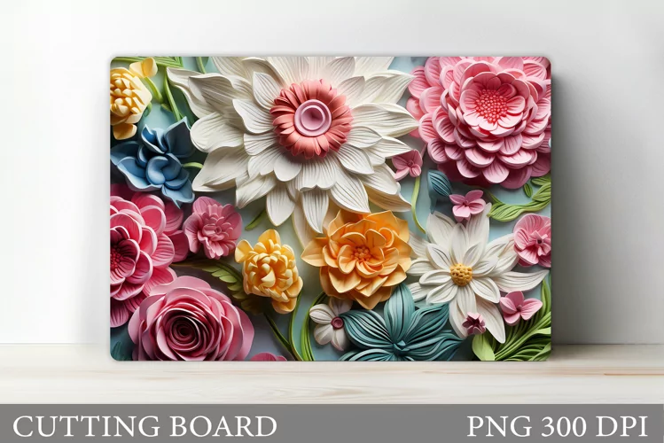 3D Flowers Cutting Board. Summer Cutting Board Sublimation