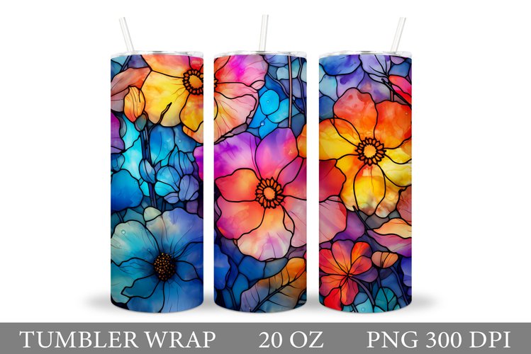 Flowers Tumbler Wrap Design. Floral Tumbler Sublimation