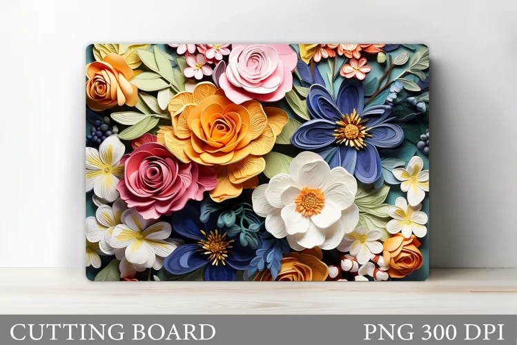 3D Flowers Cutting Board. Kitchen Cutting Board Sublimation
