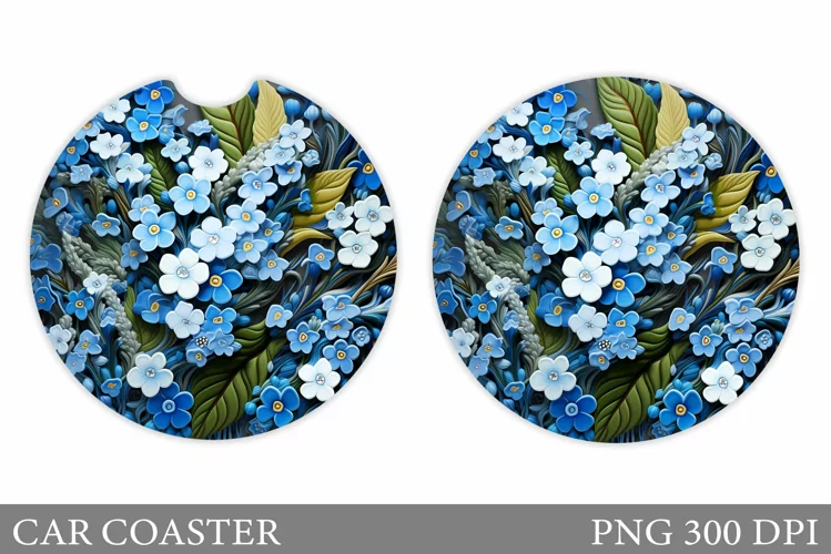3D Flowers Car Coaster. Flowers Car Coaster Sublimation