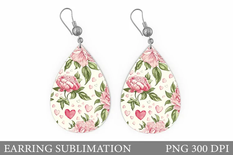 Flowers Earring Sublimation. Flowers Teardrop Earring