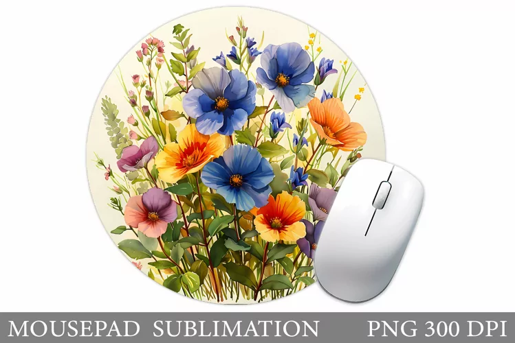 Wildflowers Mouse Pad. Flowers Mouse Pad Sublimation