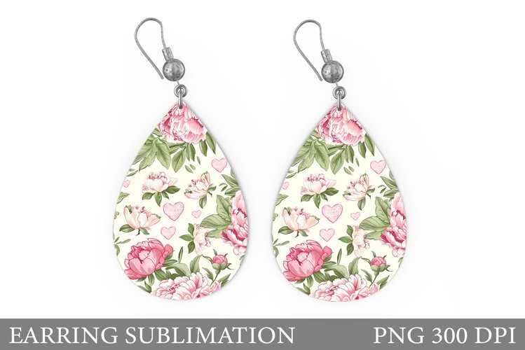Flowers Earring Design. Flowers Teardrop Earring Template example image 1