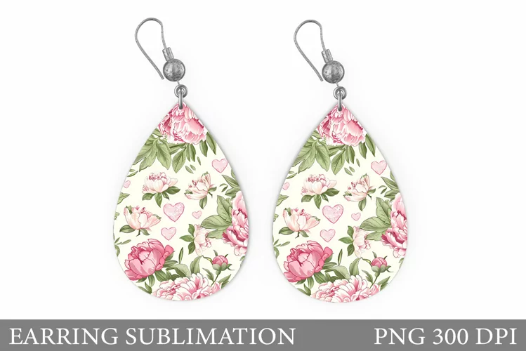 Flowers Earring Design. Flowers Teardrop Earring Template