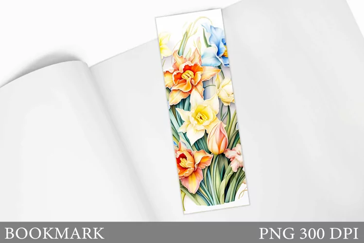 Spring Flowers Bookmark Design. Floral Bookmark Sublimation