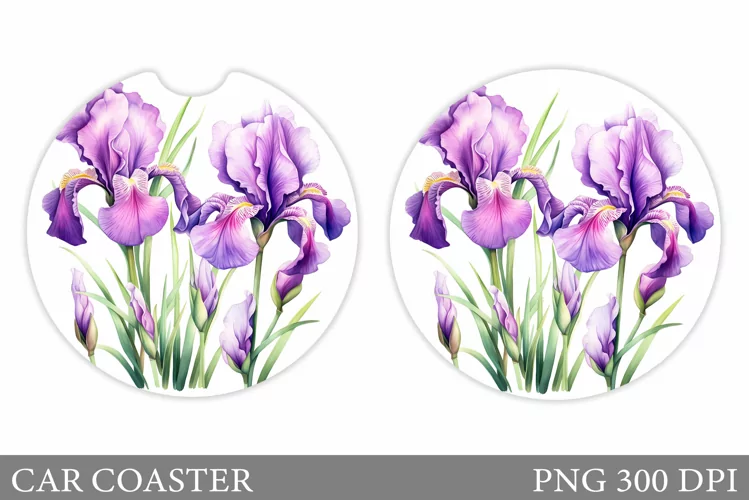 Irises Flowers Car Coaster. Flowers Car Coaster Design