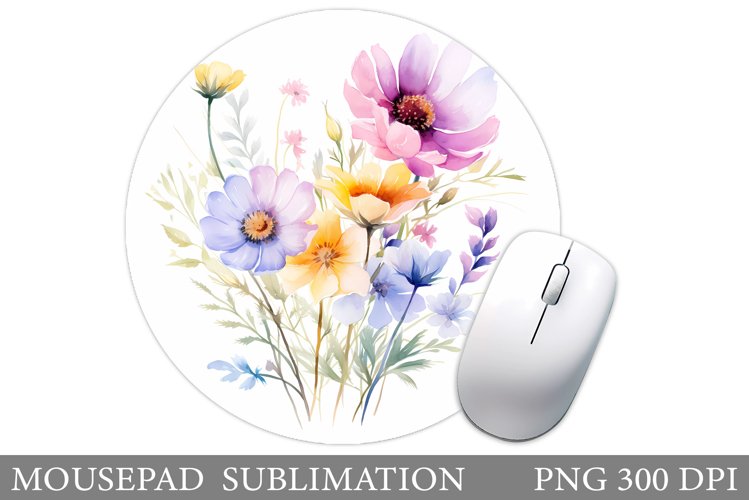 Flowers Mouse Pad Sublimation. Wildflowers Mouse Pad Design