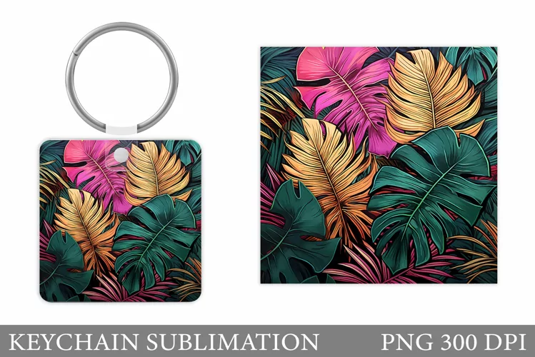 Tropical Leaves Keychain. Tropical Leaves Keychain