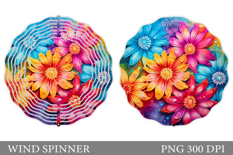 Flowers Wind Spinner Design. Flowers Wind Spinner Template example image 1