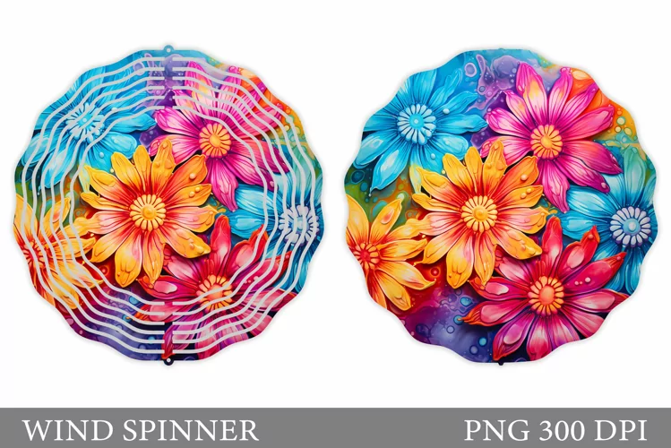 Flowers Wind Spinner Design. Flowers Wind Spinner Template