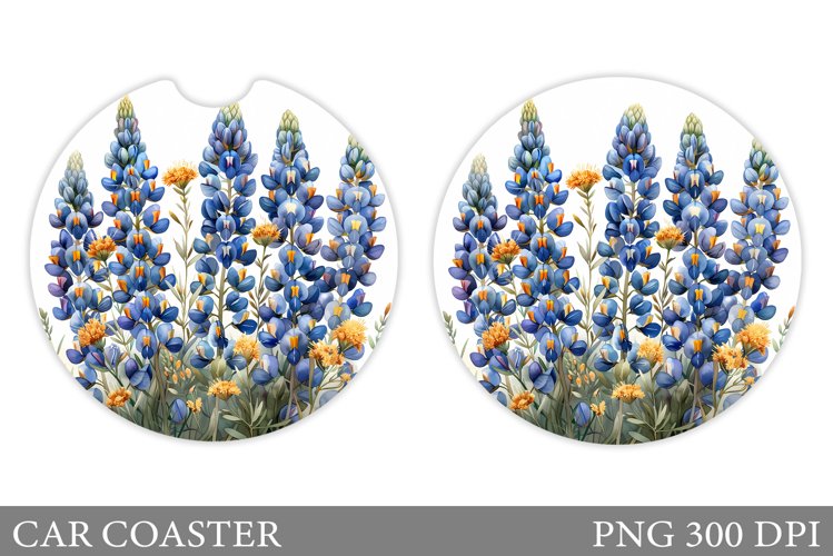 Flowers Car Coaster Sublimation. Floral Coaster Design example image 1